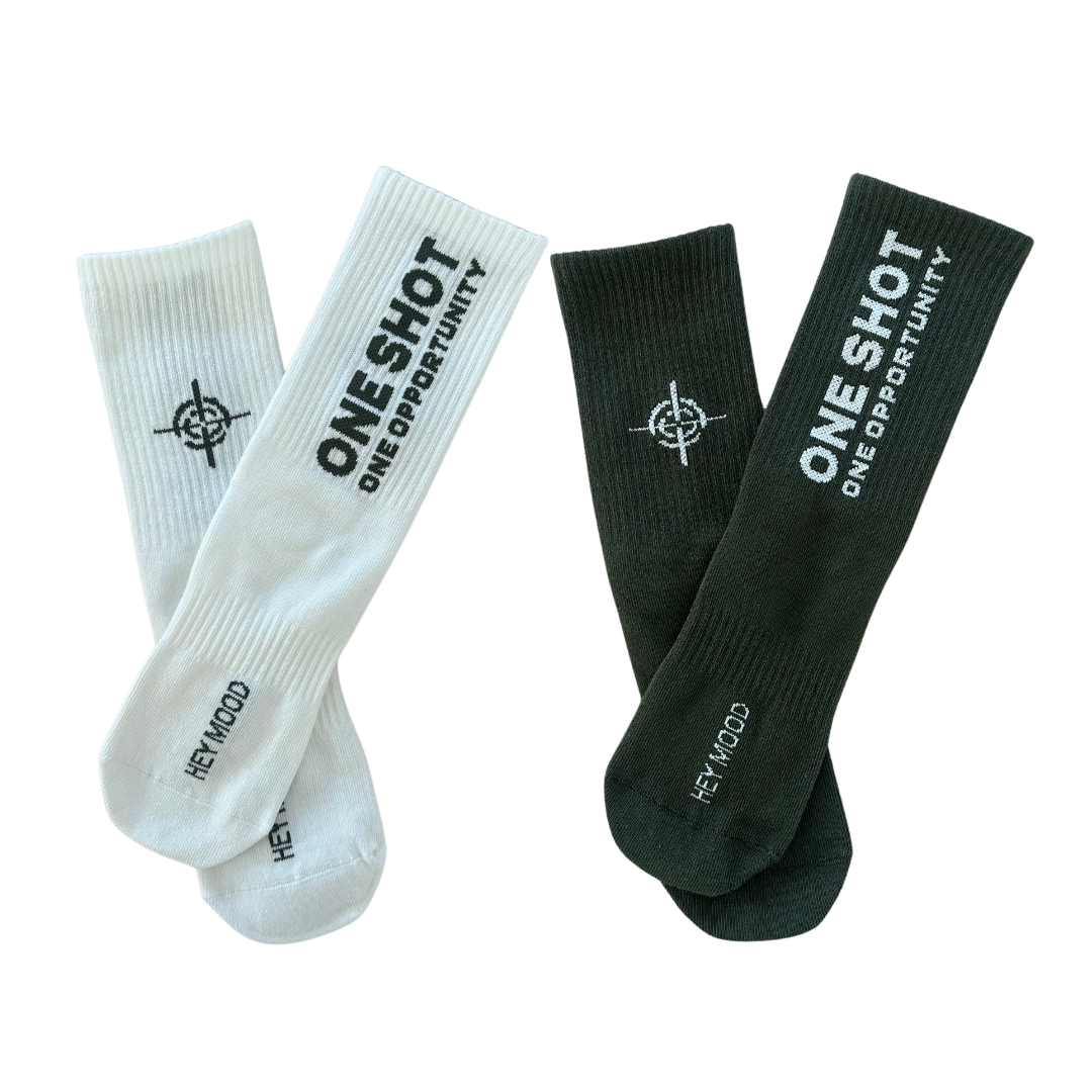 SOCKS "One Shot, One Opportunity" - PACK 2 (Kaki & Off White)
